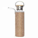 18.5OZ  Glass Bottle with Cotton linen cup sleeve with handle