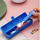 Silicone building block handle, stainless steel knife fork spoon three piece set