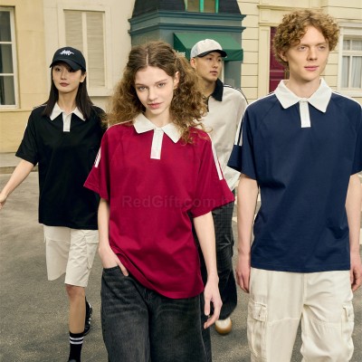 Color-Blocked Three-Striped Polo Shirt