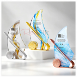 Sailing Ship Crystal Metal Trophy