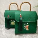 Felt Tote Bag with Wooden Handle