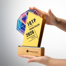 金屬水晶實木獎座 金屬水晶實木獎座