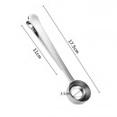 Stainless Steel Ground Coffee Measuring Scoop Spoon with Bag Seal Clip