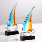 Glass Sailboat Crystal Trophy