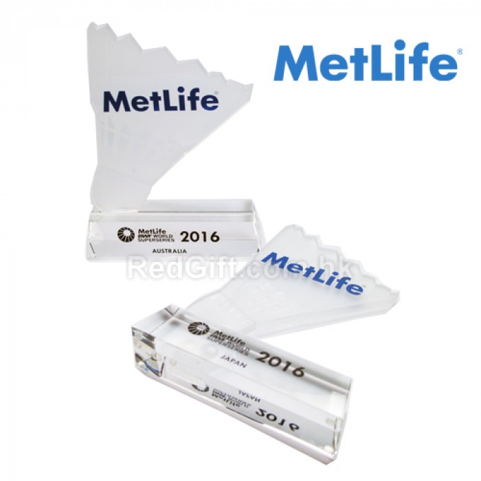 羽毛球水晶獎座-大都會集團