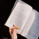 One Hand Reading Wooden Thumb Bookmark