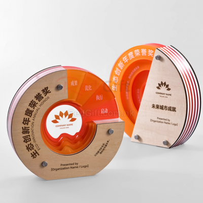 年輪造型實木亞克力獎座