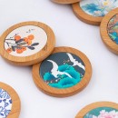 客製化圓形竹製陶瓷復古吸水杯墊