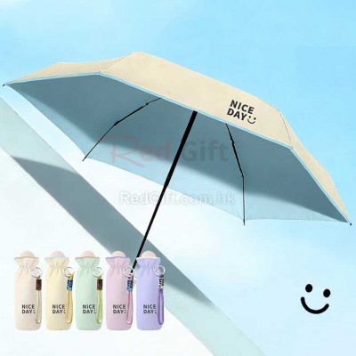 五摺彩膠晴雨傘