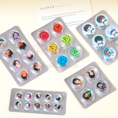 Custom aluminum-sealed acrylic shaker pills