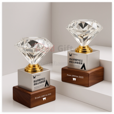 鑽石水晶實木獎座 鑽石水晶實木獎座