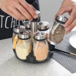 Seven-Piece Kitchen Spice Jar Set With Rotating Base