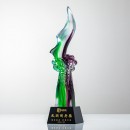 綠紫炫彩琉璃水晶獎杯