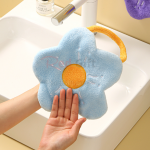 Coral fleece embroidered flower-shaped towel