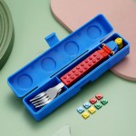 Silicone building block handle, stainless steel knife fork spoon three piece set