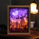 Light And Shadow Creative Wooden Photo Frame Paper Carving Lamp