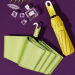 Automatic three-fold umbrella with buckle