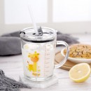 Cartoon Milk Cup With Straw Handle Scale