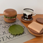 Wooden hamburger shaped coaster