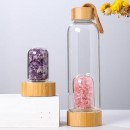 Natural Crystal Crushed Stone Health Glass With Bamboo Lid