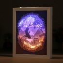 Light And Shadow Creative Wooden Photo Frame Paper Carving Lamp