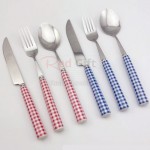 Ceramic Handle Grid Style Stainless Steel Tableware