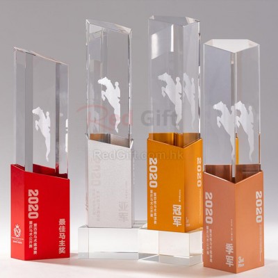 Square Pillar Aluminum Alloy Crystal Trophy