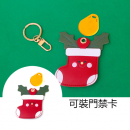 Christmas Leather Keychain Access Control Card Pendant