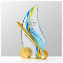Sailing Ship Crystal Metal Trophy