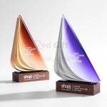 創意帆船金屬水晶獎座