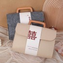 Felt Tote Bag with Wooden Handle