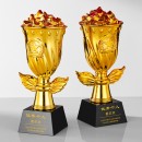 花朵星星水晶獎盃