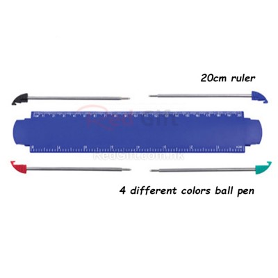 Ruler with 4pcs Ball Pen