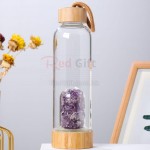 Natural Crystal Crushed Stone Health Glass With Bamboo Lid