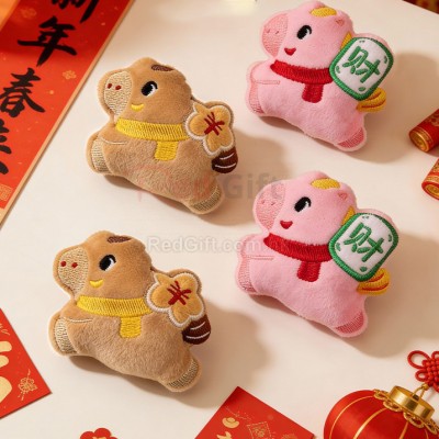 馬上發財毛絨冰箱貼