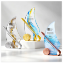 Sailing Ship Crystal Metal Trophy