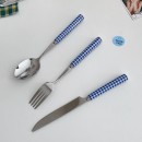 Ceramic Handle Grid Style Stainless Steel Tableware