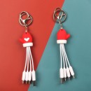 Cartoon Christmas Charging Cable with Keychain