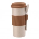 350ML 小麦秸秆纤维咖啡杯带匙羹