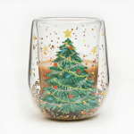 耐熱雙層流動亮片聖誕樹杯