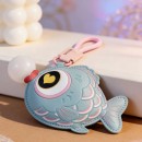 Bubble-blowing fish squeeze toy keychain