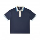 240g Japanese Retro Collar Zipper Color-Blocked Polo Shirt