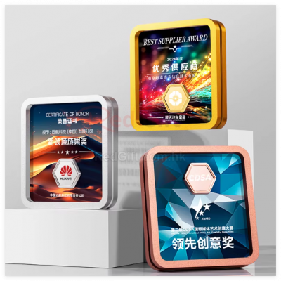 方形金屬水晶獎座