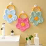 Coral fleece embroidered flower-shaped towel