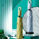 Automatic three-fold umbrella with buckle