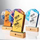 金屬水晶實木獎座 金屬水晶實木獎座